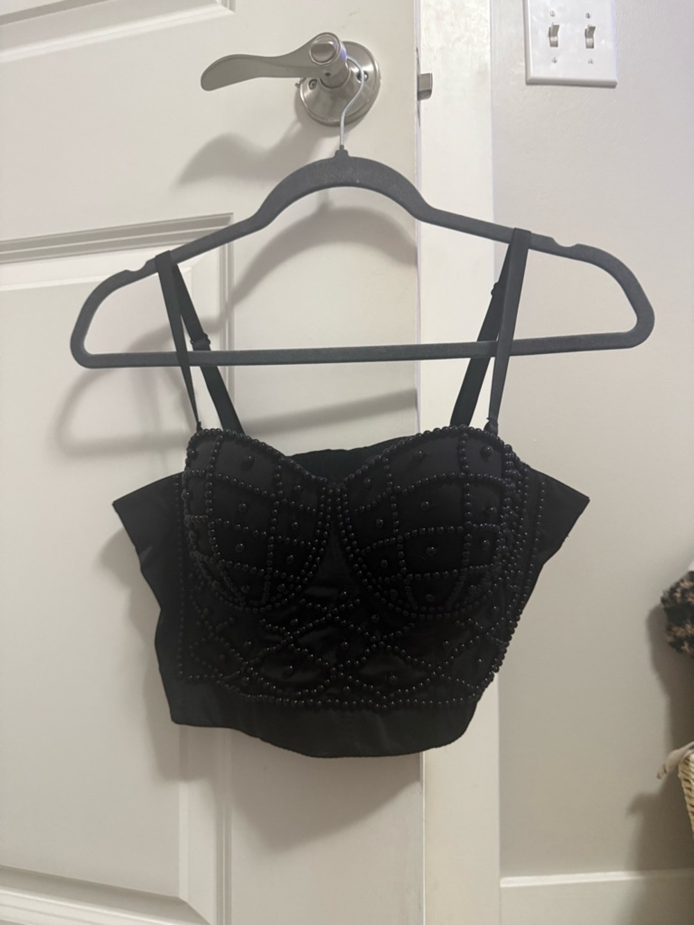Zara Black Beaded Bustier Crop Top